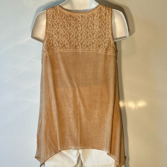Soft Surroundings SZ M Pale Golden Washed Embroidered Tank Top Tunic - Picture 6 of 11
